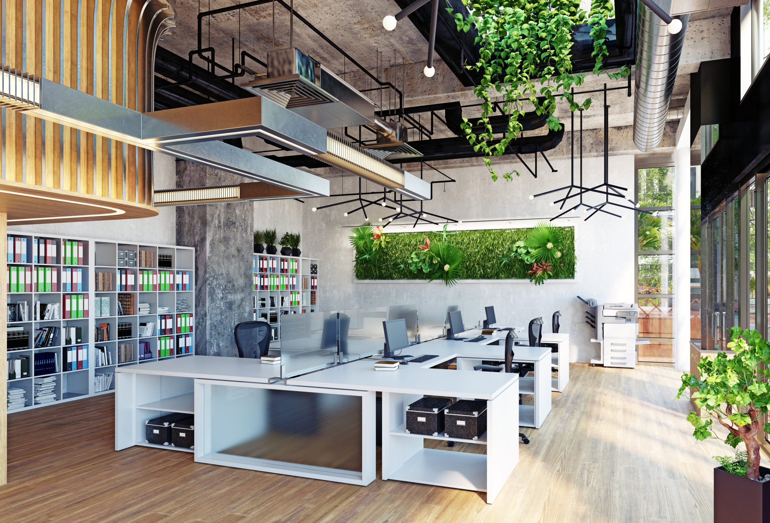 modern office interior, 3d rendering business concept design