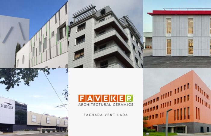 Modernas fachadas ventiladas cerámica s en proyectos de rehabilitación que muestra la textura y el volumen de las piezas. FAVEKER