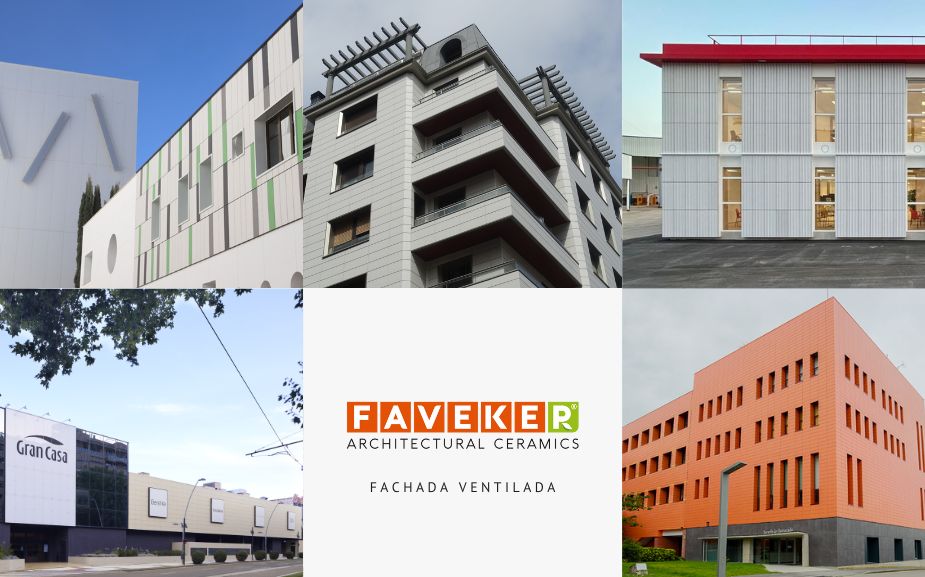 Modernas fachadas ventiladas cerámica s en proyectos de rehabilitación que muestra la textura y el volumen de las piezas. FAVEKER
